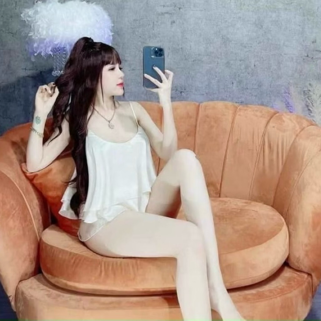 Bộ Đồ Ngủ 2 Dây Lụa Satin Mềm Mát, Áo Quần 2 Tầng, có tăng đưa Dành Cho Nữ