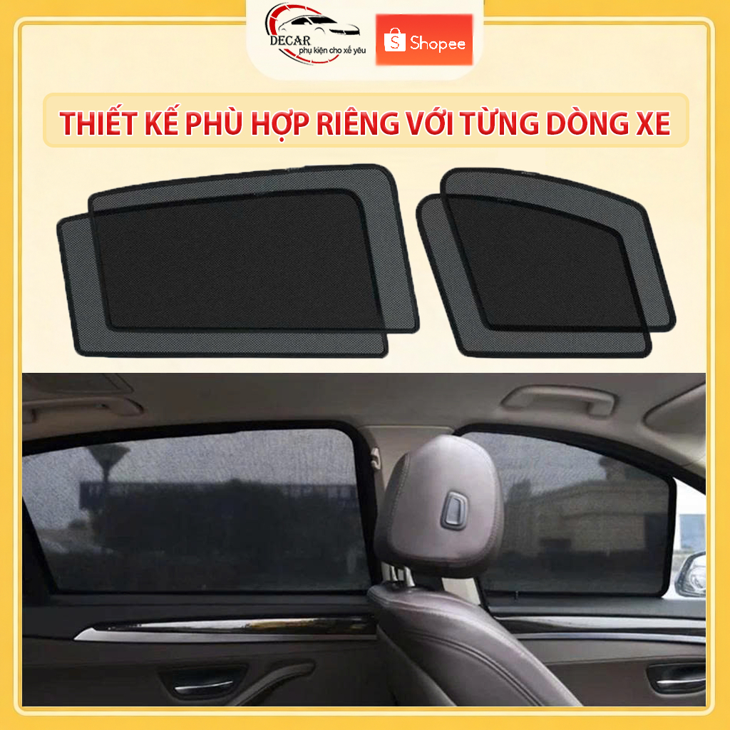 Rèm Che Nắng Ô Tô Hít Nam Châm Vinfast VFe34 - Bộ 4 Tấm Rèm Chắn Nắng Cửa Kính Xe Hơi Chống Tia UV