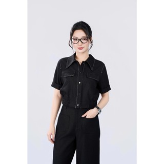 Áo Sơ Mi Nữ 𝐂𝐂𝐇𝐀𝐓 Dáng Suông Kiểu Serene Line Cổ Đức Chất Liệu Tuytsi Cao Cấp 16FDS2015ST