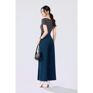 Quần Ống Rộng 𝐂𝐂𝐇𝐀𝐓 Dáng Suông Floline Cạp Kiểu Chất Liệu Trượt Ý Cao Cấp 25QDS2016ST