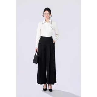 Quần Ống Rộng 𝐂𝐂𝐇𝐀𝐓 Dáng Suông Floline Cạp Kiểu Chất Liệu Trượt Ý Cao Cấp 25QDS2016ST