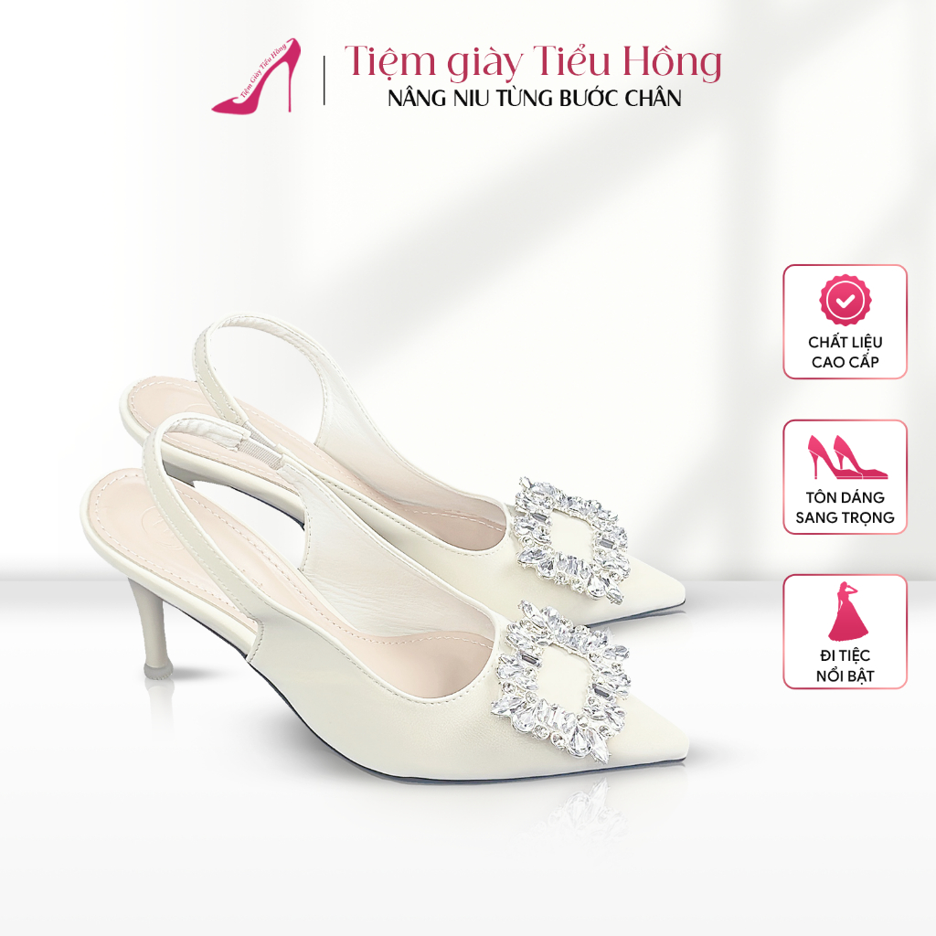 Giày Cao Gót Nữ Đá Vuông Sang Trọng Giày Da Lì Mũi Nhọn Sang Trọng Tiệm Giày Tiểu Hồng 5-7-9cm TH20