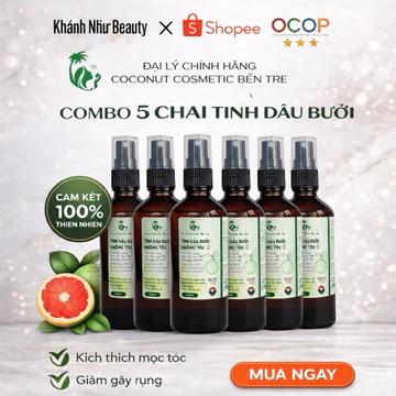 Combo 5 chai xịt mọc tóc, xịt bưởi mọc tóc, xịt tinh dầu bưởi coconut bến tre, xịt mọc tóc nhanh, hỗ trợ giảm rụng tóc