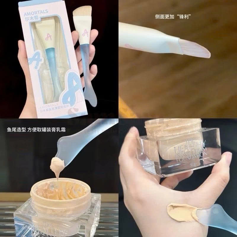 Cọ Tán Nền Amortals Tiên Cá, Khay Dàn Nền, Set Cọ Kèm Mút Tán Kem Nền Mịn Màng Không Vệt Phù Hợp Mọi Loại Da