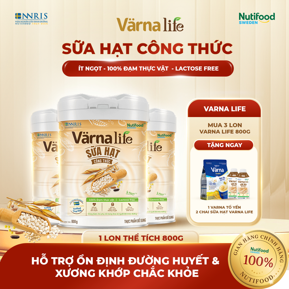 Sữa Hạt VARNA LIFE ( COMBO 3 Tặng 4 Hộp SNPS) - Ít Ngọt, Không Lactose, Đạm Thực Vật, Bổ Sung Canxi