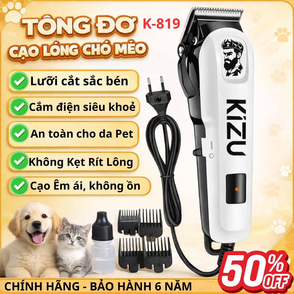 Máy Cạo Lông Chó Mèo, Tông Đơ Cắt Lông Thú Cưng Siêu Khoẻ, Cạo Êm Ái, Không làm Thú Giật Mình