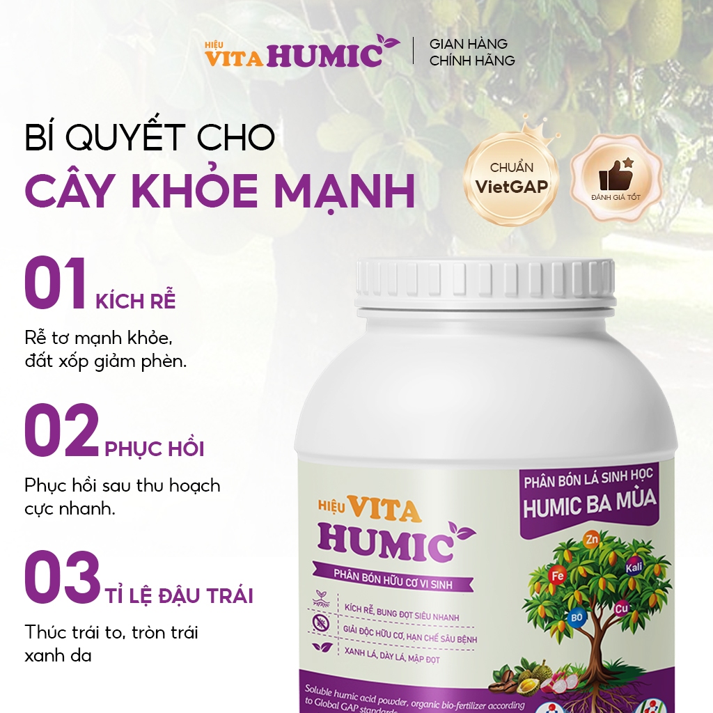 Phân bón rễ VITA HUMIC chuyên Cà Phê Hồ Tiêu - Bung đọt vọt cành, phục hồi rễ chống chịu hạn mặn (1kg)