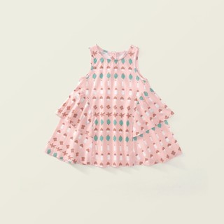 Váy Cho Bé Gái, Váy Sát Nách Họa Tiết Dễ Thương Tone Hồng Nhẹ Nhàng Chất Liệu Cotton Mềm Mát
