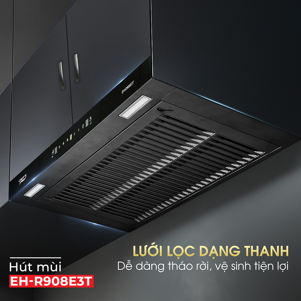 Máy hút mùi Chefs EH-R908E3T (70 cm), Tự động vệ sinh, Lực hút khoẻ, Chính hãng bảo hành