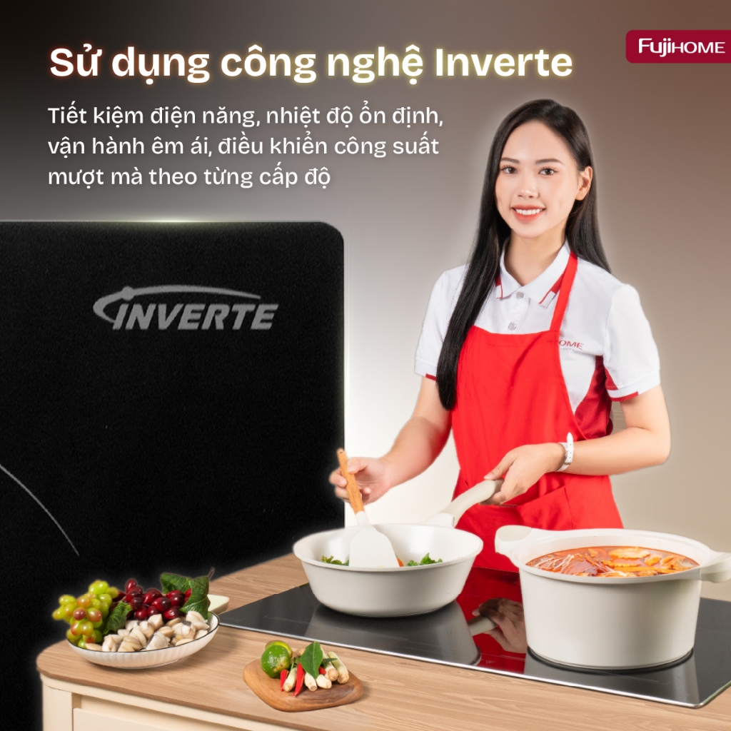 Bếp điện từ inverter Nhập Khẩu FUJIHOME IC2623, bếp từ cảm ứng lắp âm dương nấu nhanh tiết kiệm điện