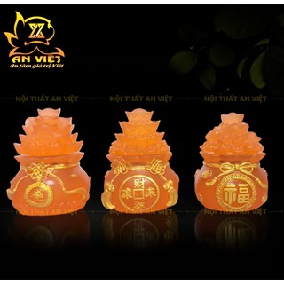 Bộ 3 Hũ Đựng Muối Gạo Nước Lưu Ly Mờ - Bộ Đại Bi - Cao 7,5cm