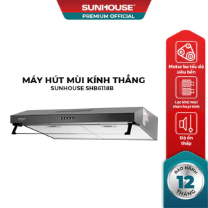 Máy hút mùi vỏ sơn SUNHOUSE SHB6118B - 3 công suất hút, đồ ồn thấp