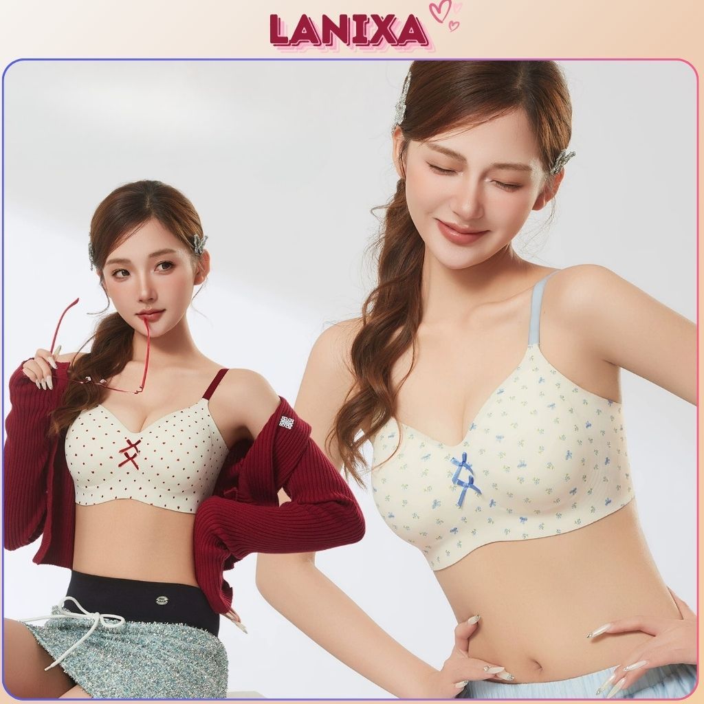 Áo ngực nữ su cao cấp kiểu Pháp đệm mút 3D nâng ngực gom quả họa tiết hoa nhí xinh xắn LANIXA A967