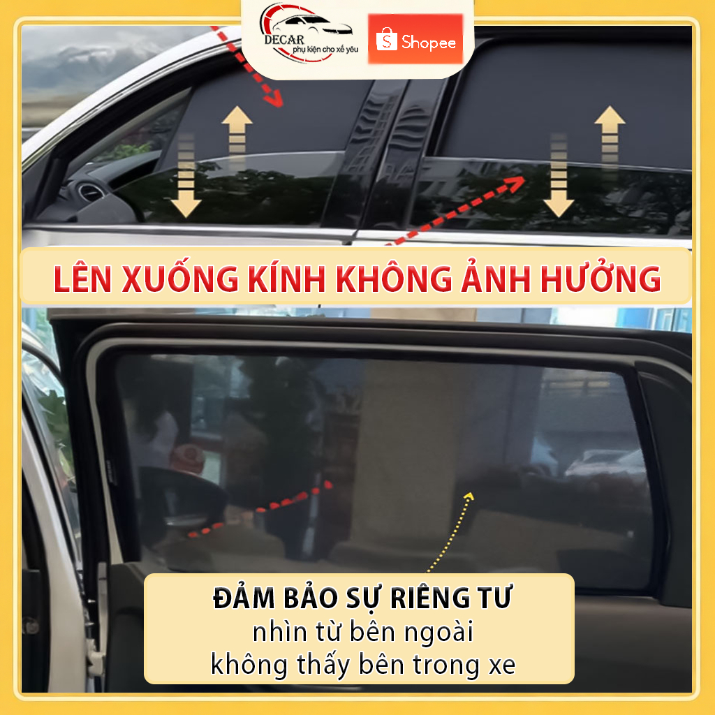 Rèm Che Nắng Ô Tô Hít Nam Châm Vinfast VFe34 - Bộ 4 Tấm Rèm Chắn Nắng Cửa Kính Xe Hơi Chống Tia UV
