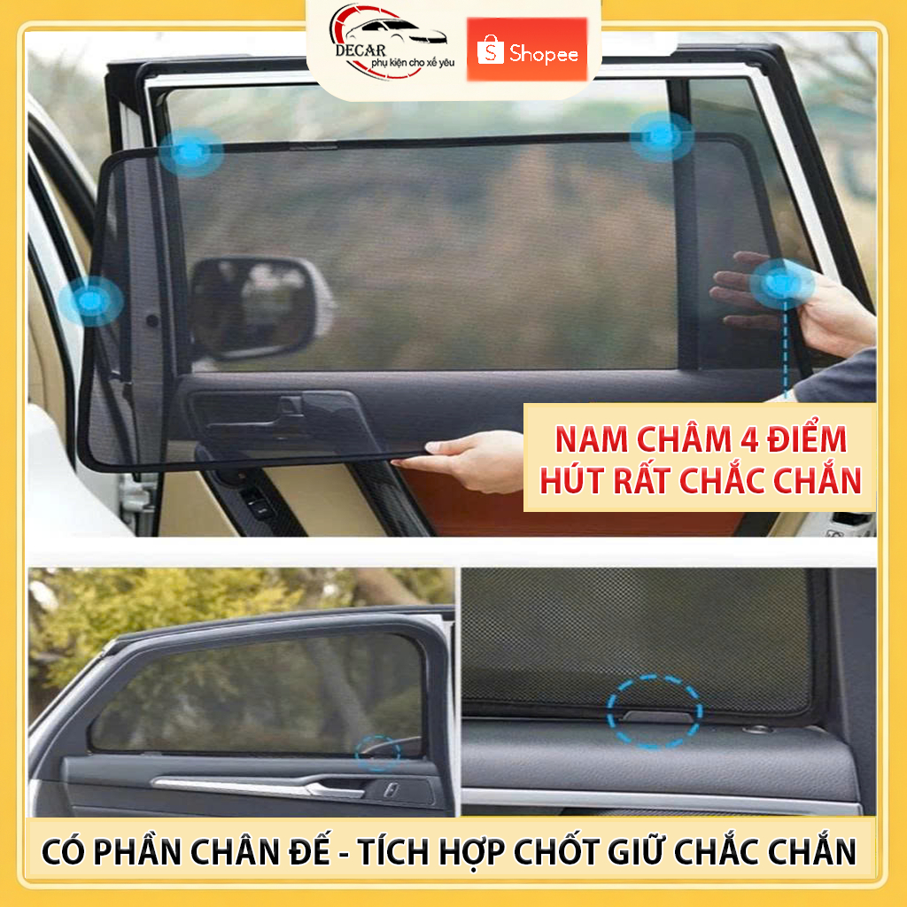Rèm Che Nắng Ô Tô Hít Nam Châm Vinfast VFe34 - Bộ 4 Tấm Rèm Chắn Nắng Cửa Kính Xe Hơi Chống Tia UV