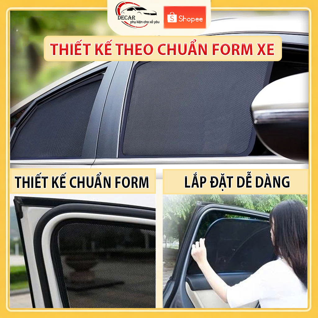 Rèm Che Nắng Ô Tô Hít Nam Châm Vinfast VFe34 - Bộ 4 Tấm Rèm Chắn Nắng Cửa Kính Xe Hơi Chống Tia UV