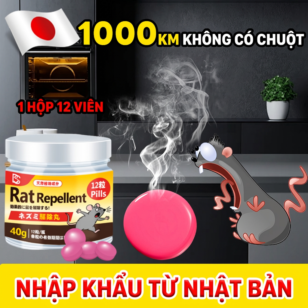 🐭 Viên Đuổi Chuột 12 Viên – Đuổi Chuột 24h, An Toàn Cho Trẻ Em & Thú Cưng! viên đuổi chuột long não đuổi chuột
