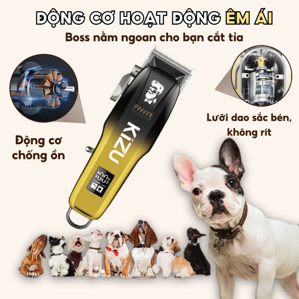 Tông Đơ Cắt Tỉa Lông Chó Mèo K938, Máy Cạo Lông Thú Cưng Siêu Khoẻ Cạo Êm Ái Không Làm Pet Giật Mình