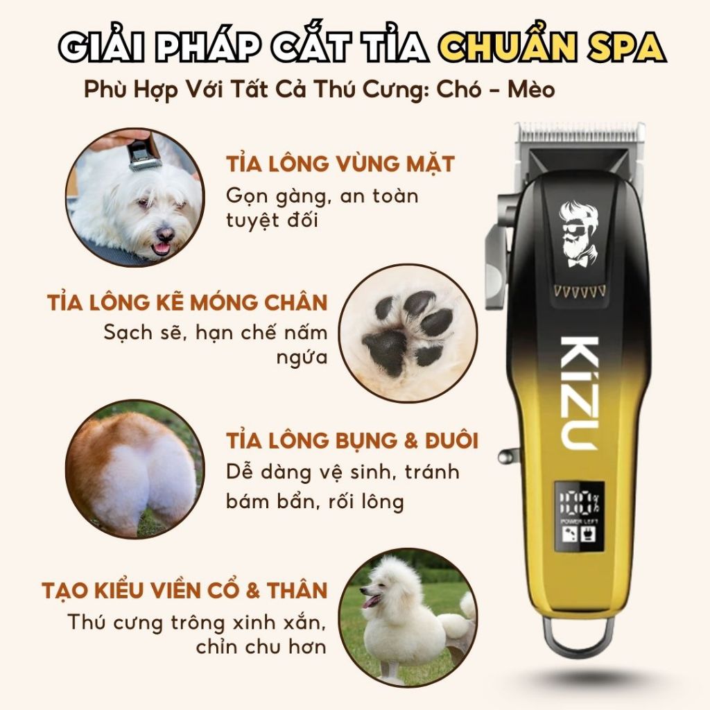 Tông Đơ Cắt Tỉa Lông Chó Mèo K938, Máy Cạo Lông Thú Cưng Siêu Khoẻ Cạo Êm Ái Không Làm Pet Giật Mình