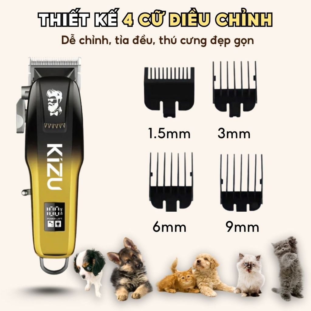 Tông Đơ Cắt Tỉa Lông Chó Mèo K938, Máy Cạo Lông Thú Cưng Siêu Khoẻ Cạo Êm Ái Không Làm Pet Giật Mình
