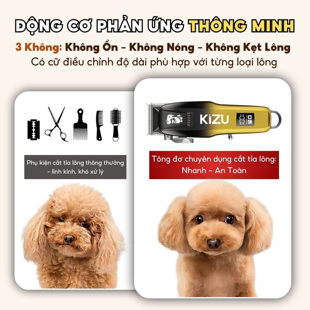 Tông Đơ Cắt Tỉa Lông Chó Mèo K938, Máy Cạo Lông Thú Cưng Siêu Khoẻ Cạo Êm Ái Không Làm Pet Giật Mình