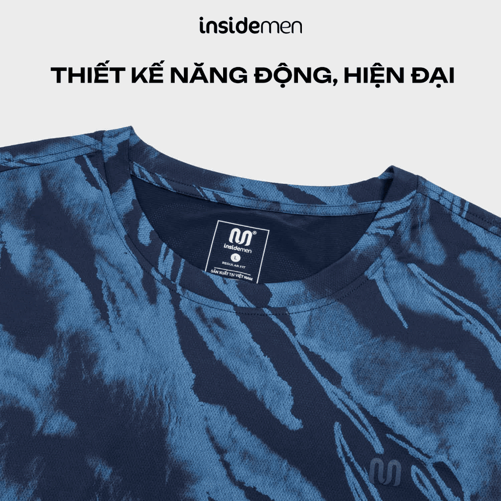 Áo Thun Nam Insidemen Hoa Văn Cá Tính Vải Polyamide Spandex, Regular Fit  ITS027MAH0