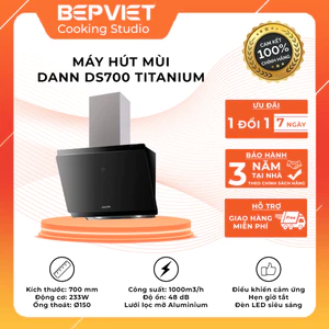 Máy hút mùi kính vát Dann DS700 Titanium [Hẹn giờ tắt, điều khiển cảm ứng, Đèn Led, công suất cao, độ ồn thấp]