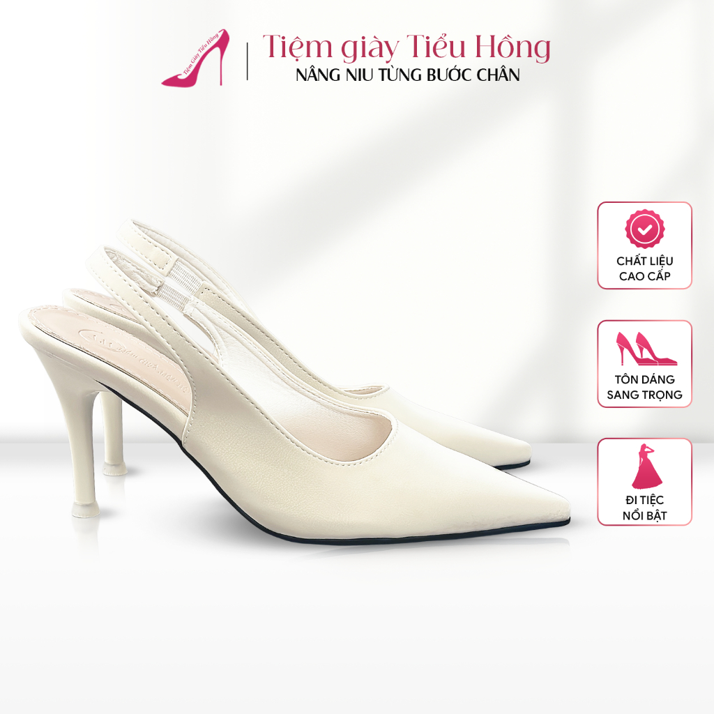 Giày Cao Gót Nữ Mũi Nhọn Hở Gót Giày Basic Tuyết Nhung Cao Cấp Đi Học Đi Làm Gót 5cm 7cm 9cm TH23