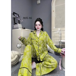 Bộ Ngủ Pyjama  Bộ quần dài tay áo ngắn ,dài , Vải Gấm Hoa ,Sang Chảnh ,Màu Xanh ,Đỏ,Hồng ,Vàng ..., Cao cấp Mẫu Họa Tiết