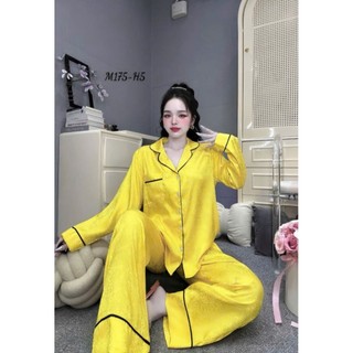 Bộ Ngủ Pyjama  Bộ quần dài tay áo ngắn ,dài , Vải Gấm Hoa ,Sang Chảnh ,Màu Xanh ,Đỏ,Hồng ,Vàng ..., Cao cấp Mẫu Họa Tiết
