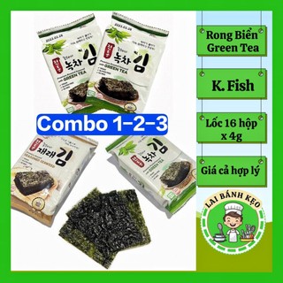 [COMBO 1-2-3 Bịch] Rong Biển Trà Xanh K•FISH, Nhập Khẩu Hàn Quốc (16gói ×4g)