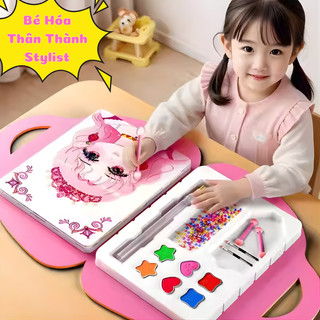 Hộp Sticker Trang Điểm 3IN1 Bóc Dán, Tô Màu, Đính Đá Đa Dạng Màu Sắc Đẹp Mắt Đồ Chơi Thủ Công DIY Sáng Tạo Cho Bé