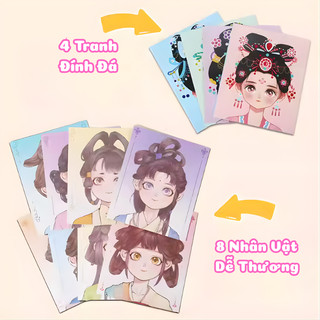 Hộp Sticker Trang Điểm 3IN1 Bóc Dán, Tô Màu, Đính Đá Đa Dạng Màu Sắc Đẹp Mắt Đồ Chơi Thủ Công DIY Sáng Tạo Cho Bé
