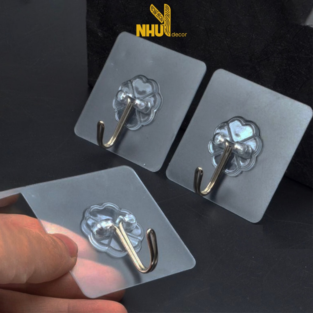 Móc Dán Tường Siêu Dính Trong Suốt Chịu Lực Tốt Treo Tường Chắc Chắn - Móc Treo Thép Đa Năng - Móc Decor