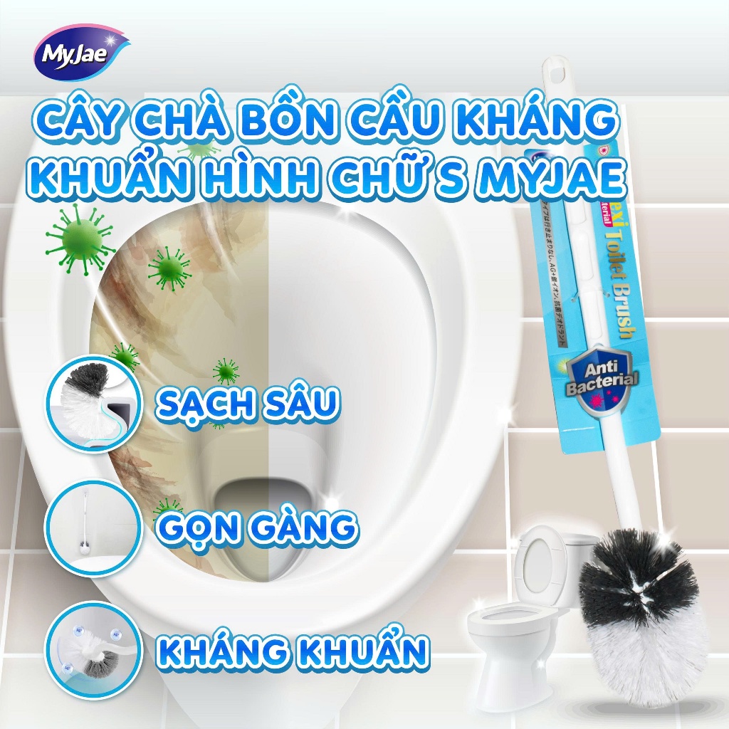 [2 CÂY] Cây Chà Bồn Cầu Kháng Khuẩn Hình Chữ S MyJae