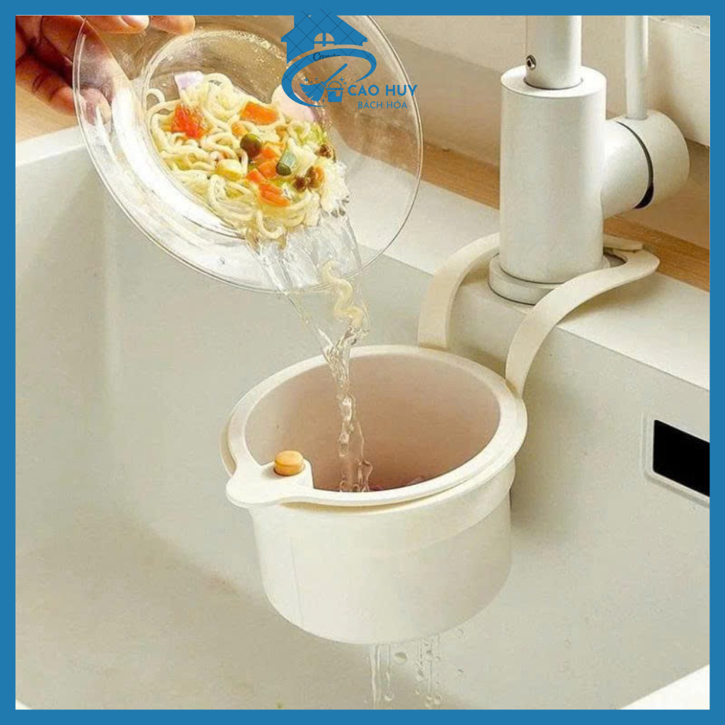 Rổ Lọc Rác Bồn Rửa Bát Treo Thành Chậu Có Nút Nhấn Thông Minh, Giỏ Lọc Thức Ăn Thừa Nhựa Cao Cấp Thoát Nước Nhanh