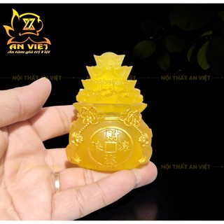 Bộ 3 Hũ Đựng Muối Gạo Nước Lưu Ly Mờ - Bộ Đại Bi - Cao 7,5cm - Màu Vàng