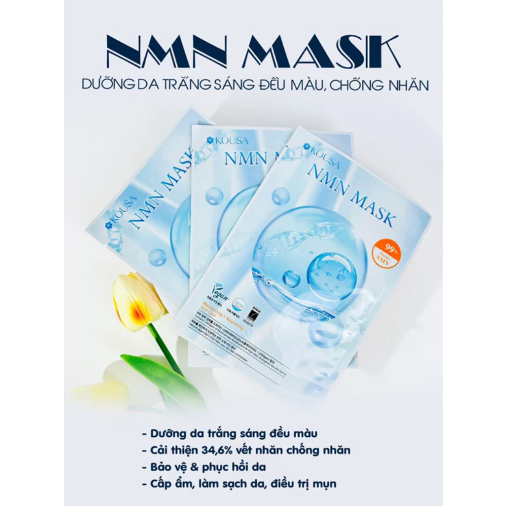Mặt Nạ Trẻ Hóa NMN Giúp Dưỡng Da Trắng Sáng, Bổ Sung Nước Cấp Ẩm Cho Da, Ngăn Ngừa Nếp Nhăn