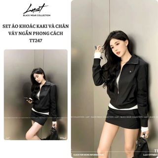 Set áo khoác kaki và chân váy ngắn phong cách LUST chất liệu dày dặn TT247