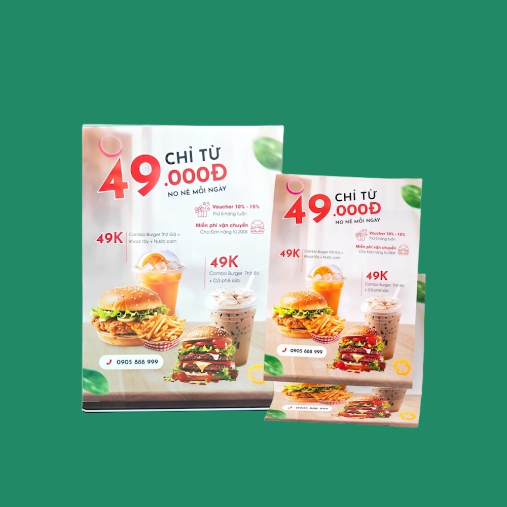 [HOẢ TỐC] Menu Mica A4, A5 - Bảng Mica trong suốt, dầy chắc chắn, Nhận in Menu theo yêu cầu
