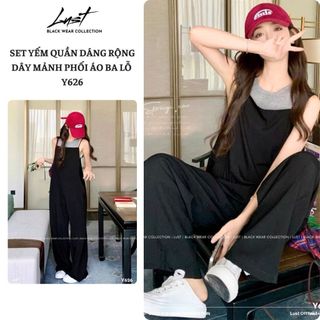 Set yếm quần dáng rộng dây mảnh phối áo ba lỗ trẻ trung LUST chất liệu dày dặn Y626