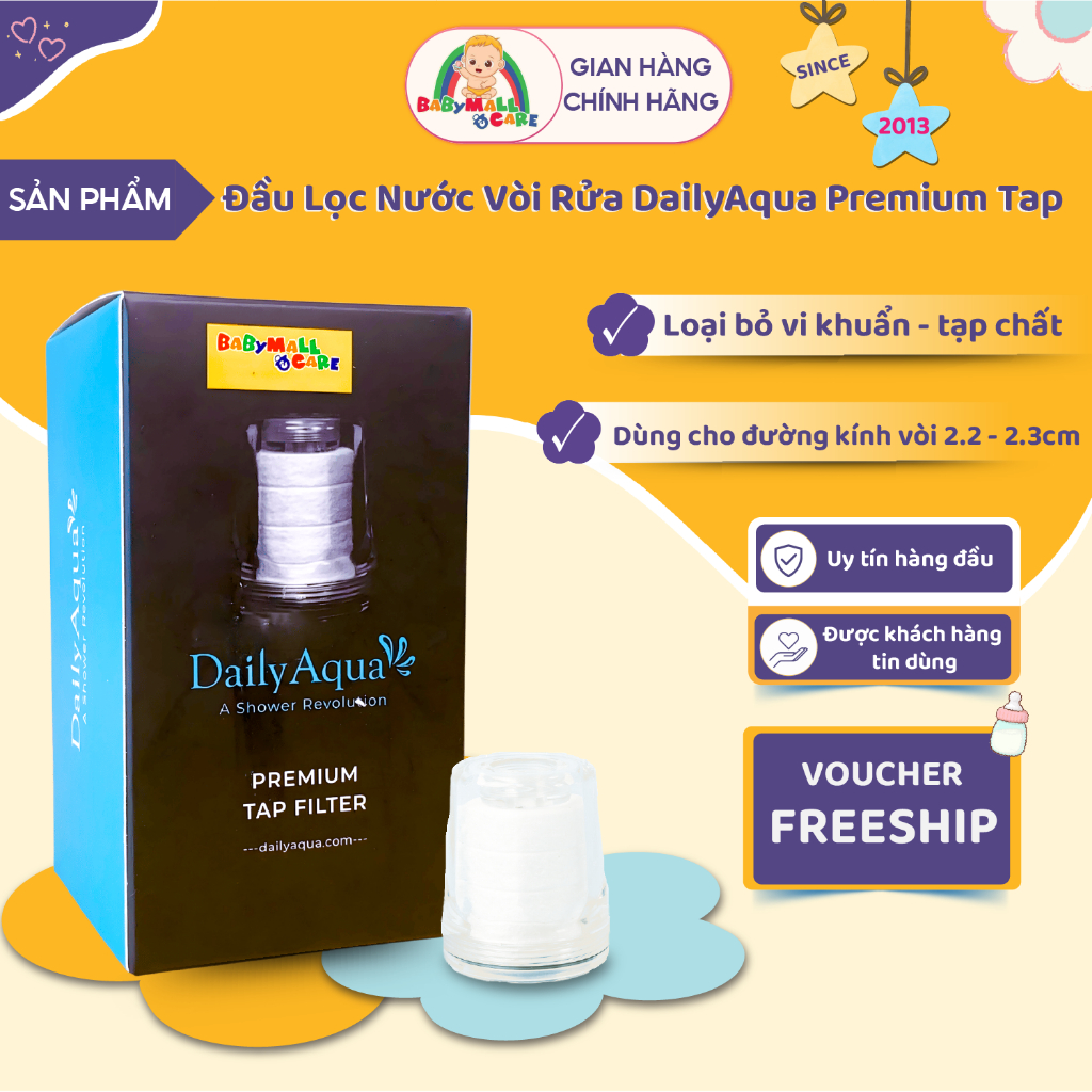 Đầu Lọc Nước Vòi Rửa DailyAqua Premium Tap Filter 6.8cm Lọc Nước Cho Vòi 22–23mm| Babymall & Care