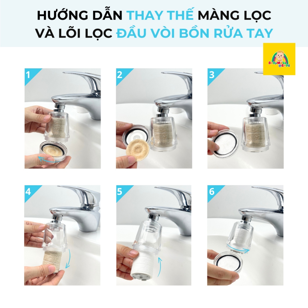 Đầu Lọc Nước Vòi Rửa DailyAqua Premium Tap Filter 6.8cm Lọc Nước Cho Vòi 22–23mm| Babymall & Care