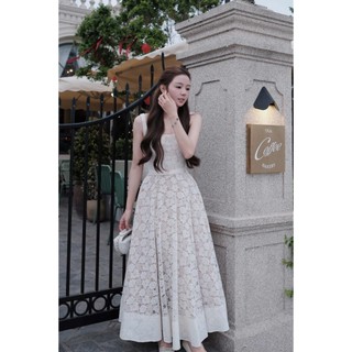MIMI CLOTHING -Váy Maxi Ren Trắng Nữ Tính Dự Tiệc Sang Trọng