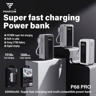 [3C/ CCC] Cục Sạc DP PHANTOM P68 Pro 20000mAh Lõi Li-ion 21700 TypeC PD 100W & USB QC 3.0 22.5W