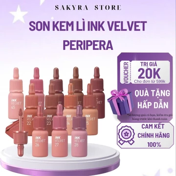 Son Kem Lì INK VELVET PERIPERA , Son Kem Peripera Ink Velvet 26 Well Made Nude 4g - Màu Cam Hồng Trà Sữa