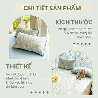 Vỏ gối nằm Cotton Đũi Windy M2T BEDDING mềm mại, mịn màng, mát rượi, kích thước 50x70cm