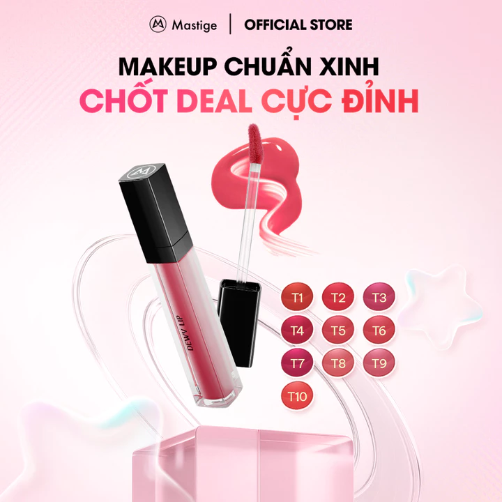 Son Tint Bóng lâu trôi Mastige Dewy Tint - 3 lớp căng bóng, bền màu 6h, dưỡng ẩm, căng mọng