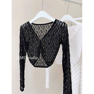 LT - Áo khoác ren nữ dài tay cadigan ren mỏng một lớp, khoác lửng sexy free size 1599