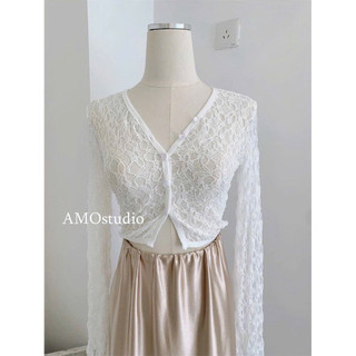 LT - Áo khoác ren nữ dài tay cadigan ren mỏng một lớp, khoác lửng sexy free size 1599